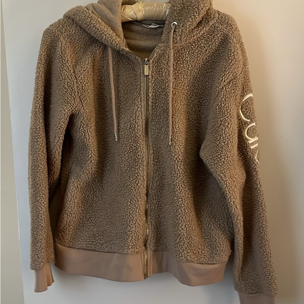 Calvin Klein Cozy Brown Sherpa Zip-Up Hoodie